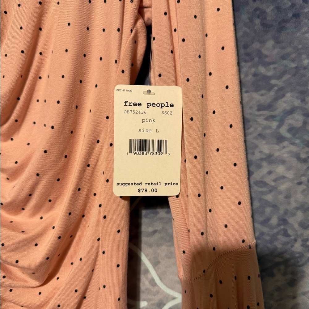 Free People Pink Ruched Blouse with V-Neckline - Picture 5 of 5